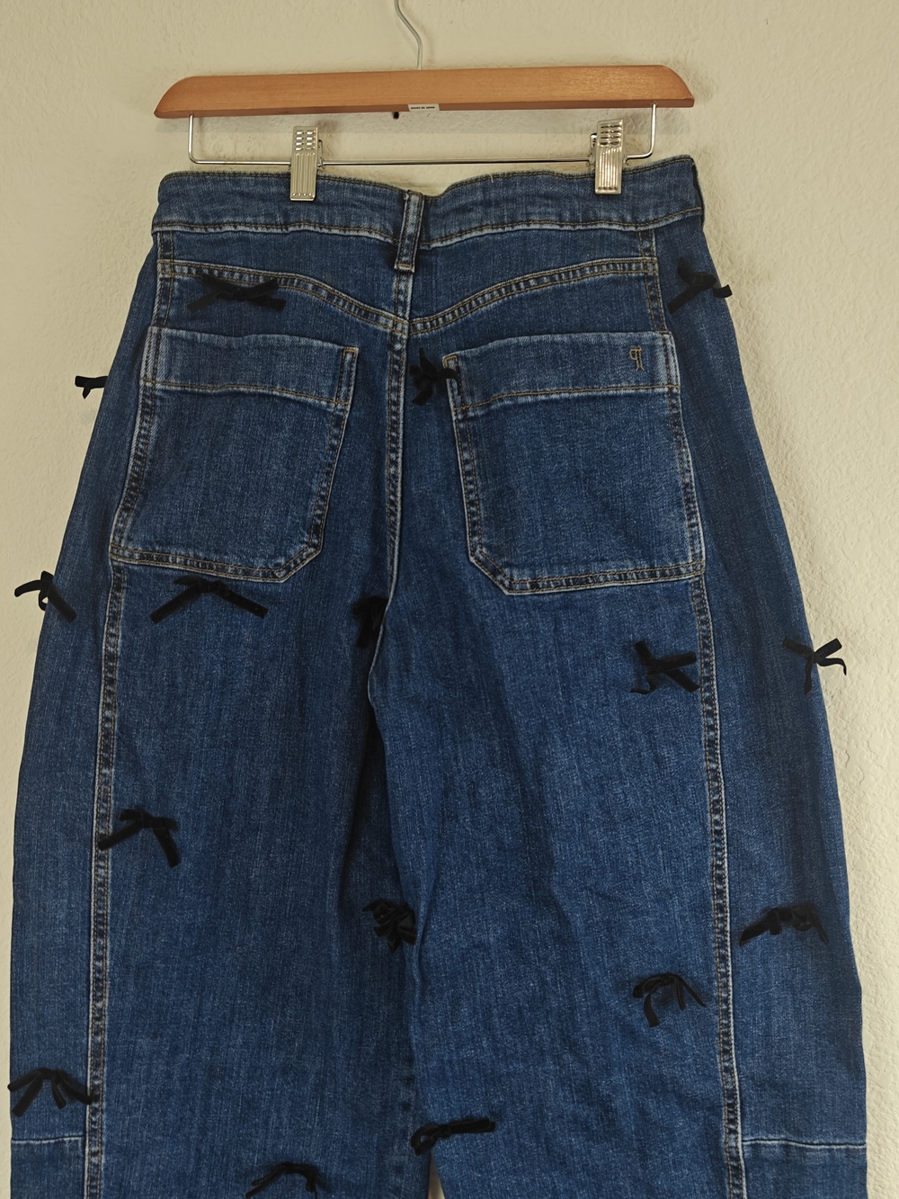 Anthropologie Pilcro Kenna Bow Barrel Jeans Cropped Mid Rise Heritage Denim 28 - Picture 12 of 13